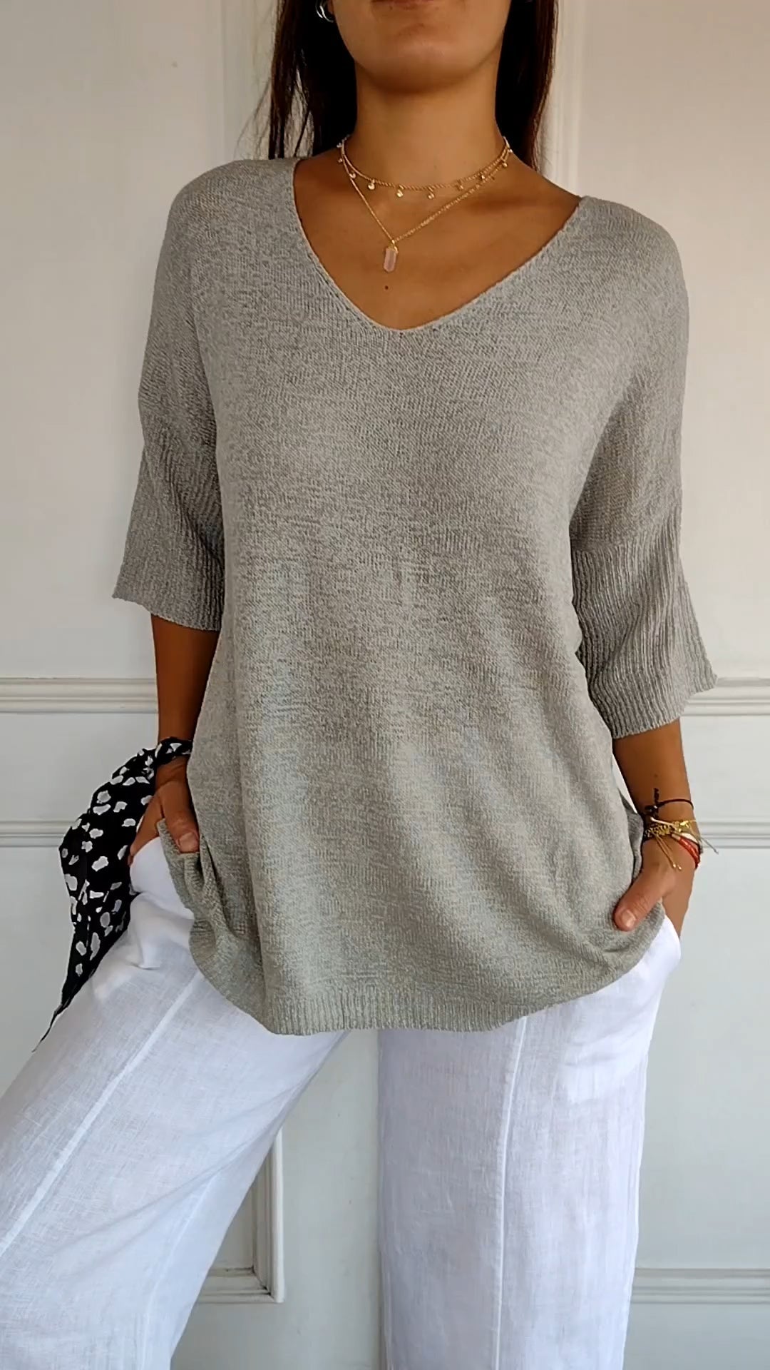 Van Delft Mode® | Gebreide top met V-hals