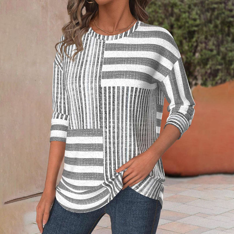 Van Delft Mode® | Gestreepte Blouse met Modieuze Twist