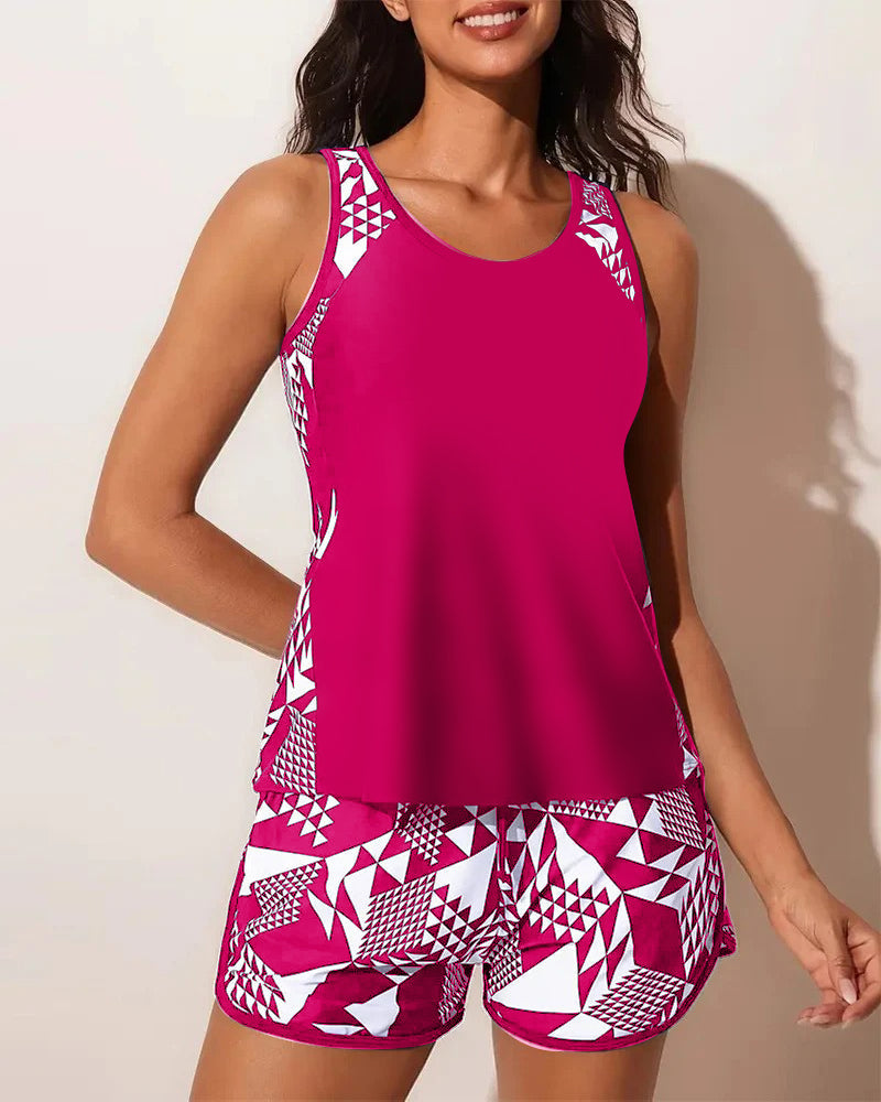 Tanktop Geometrische Print Tweedelige Badpak