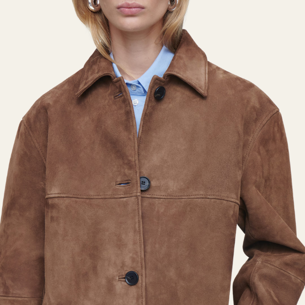 Van Delft Mode® | Suède Jas Met Kraag