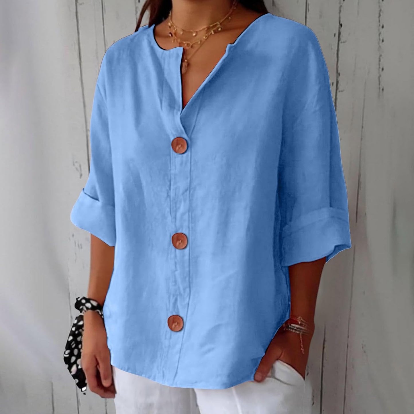 Van Delft Mode® | Minimalistische Blouse met Verticale Structuur
