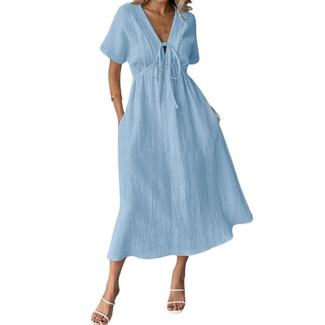 Van Delft Mode® | Comfortabele V-Hals Maxi Jurk