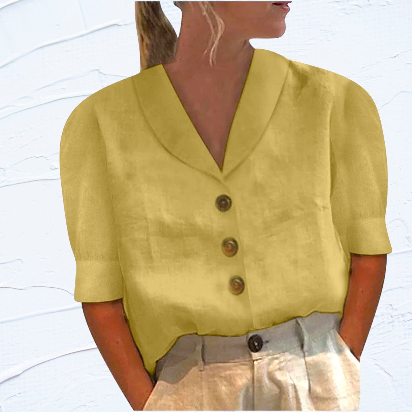 Van Delft Mode® | Button-up Blouse with Tied Front