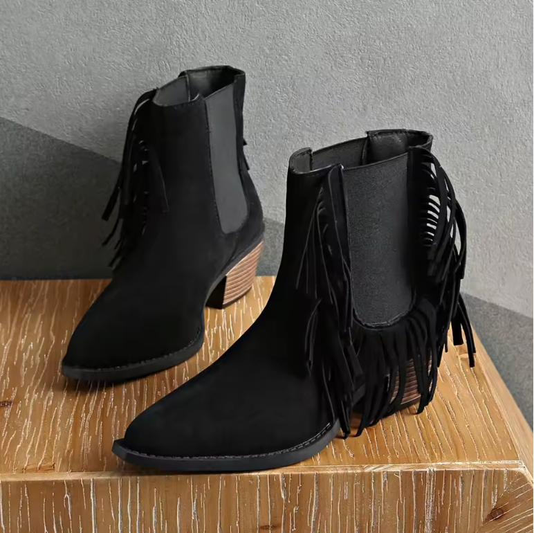 Van Delft Mode® | Luxury Fringe Ankle Boots