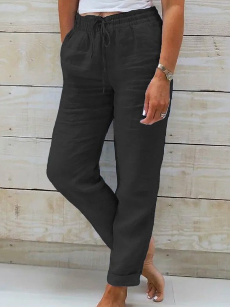 Effen linnen broek voor vrouwen