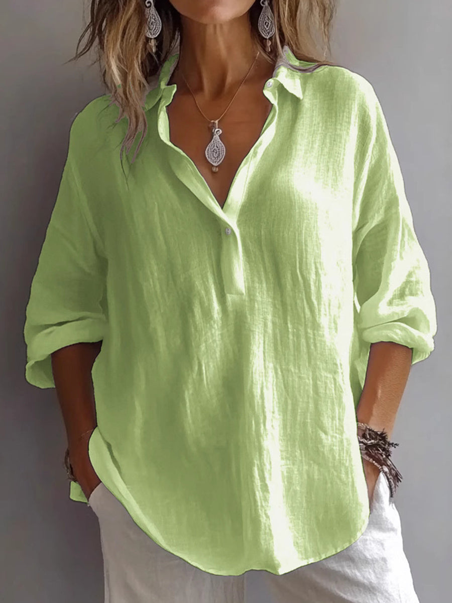 Effen linnen blouse voor dames