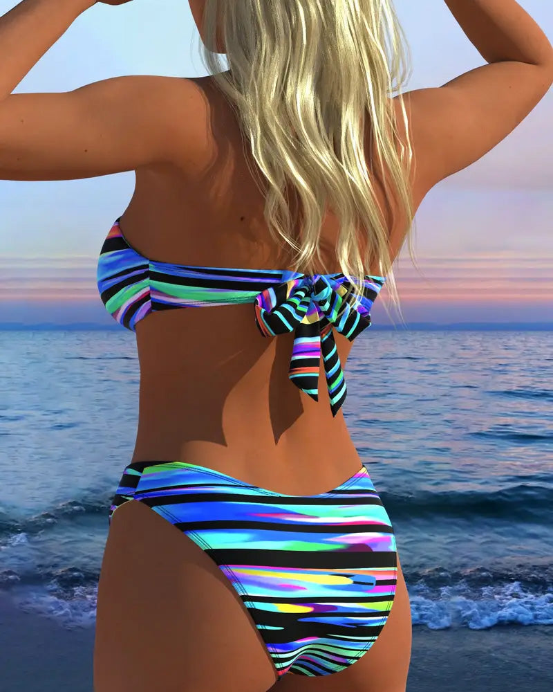 Sexy Regenbooggestreepte Zwemoutfit