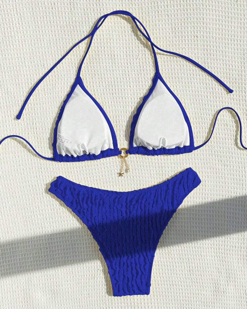 Sexy Effen Kleur Twee-delige Triangle Bikini