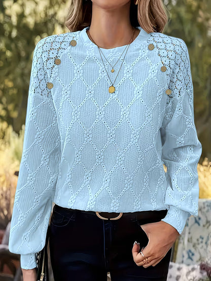 Van Delft Mode® |Blouse met patroon en lange mouwen