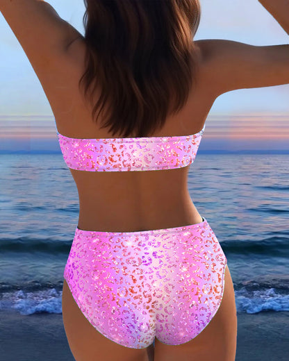 Luipaardprint Bandeau Bikini