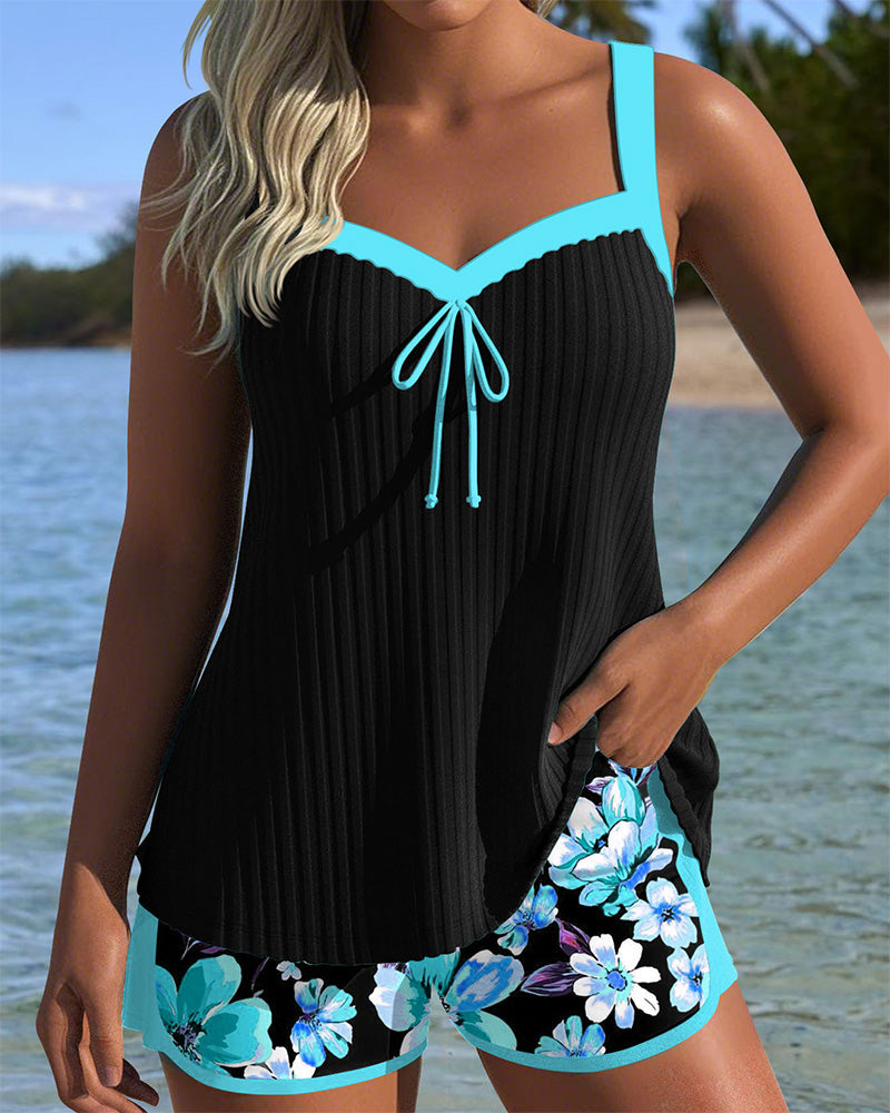 V-Hals Geprinte Sport Boxershorts Tankini