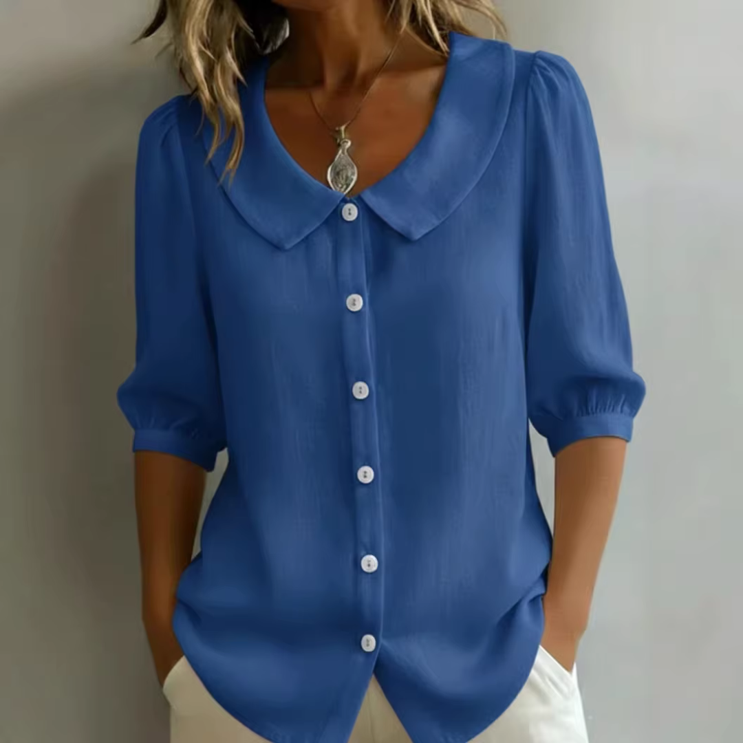Van Delft Mode® | Blouse met kraag en knoopsluiting
