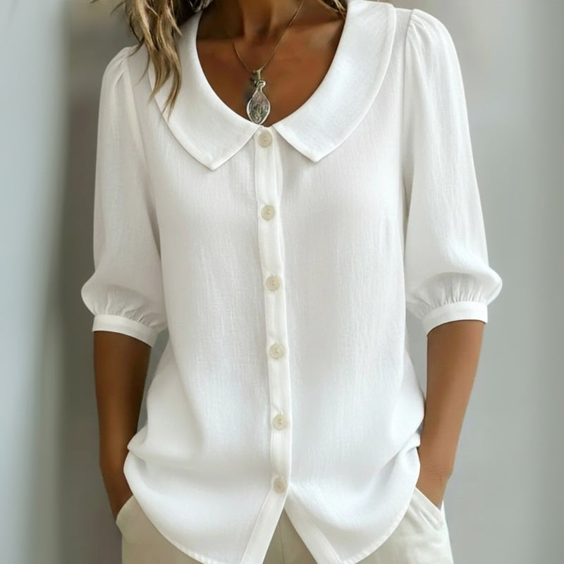 Van Delft Mode® | Blouse met kraag en knoopsluiting