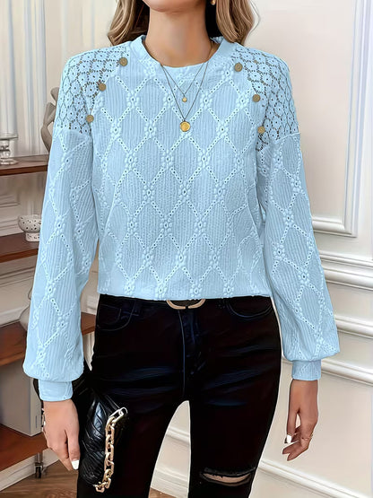 Van Delft Mode® |Blouse met patroon en lange mouwen