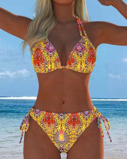Gekleurde Halter Print Bikini