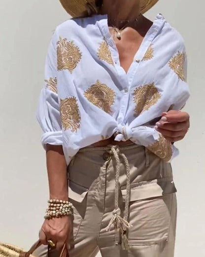 Van Delft Mode® | Blouse met sierlijke borduursels
