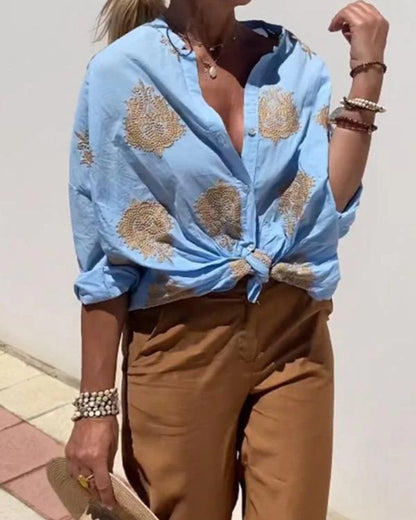 Van Delft Mode® | Blouse met sierlijke borduursels