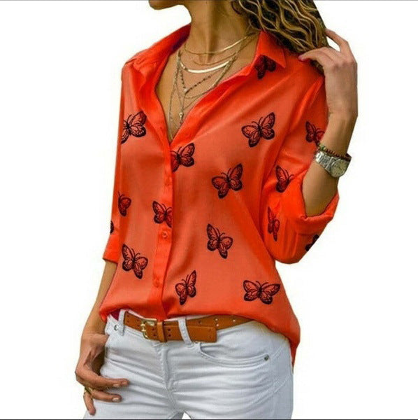 Van Delft Mode® | Losvallende blouse met vlinderprint