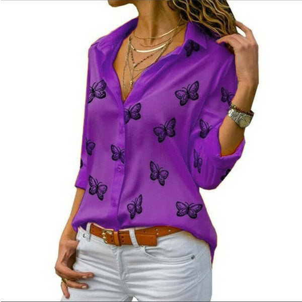 Van Delft Mode® | Losvallende blouse met vlinderprint