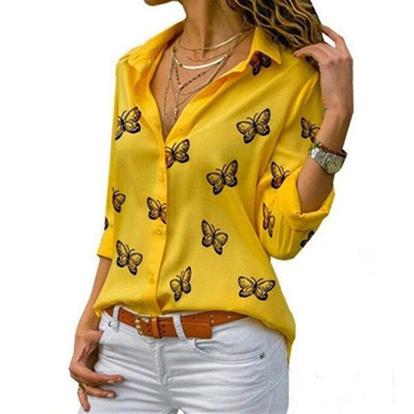 Van Delft Mode® | Losvallende blouse met vlinderprint