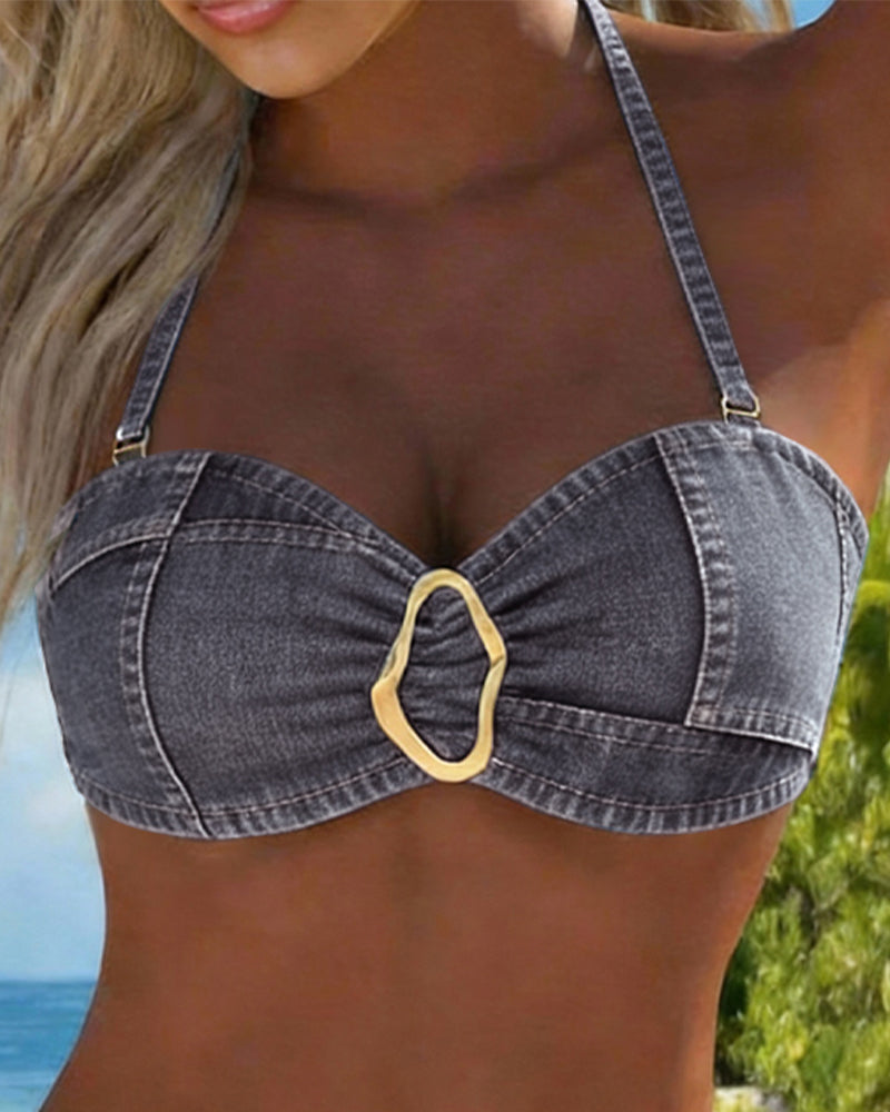 Metaal Gesp Halter Bikini