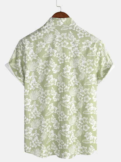 Van Delft Mode®| Hawaïblouse met korte mouwen en bloemenpatroon