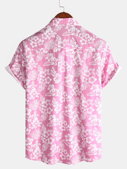 Van Delft Mode®| Hawaïblouse met korte mouwen en bloemenpatroon