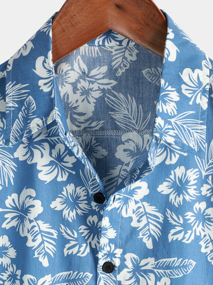Van Delft Mode®| Hawaïblouse met korte mouwen en bloemenpatroon