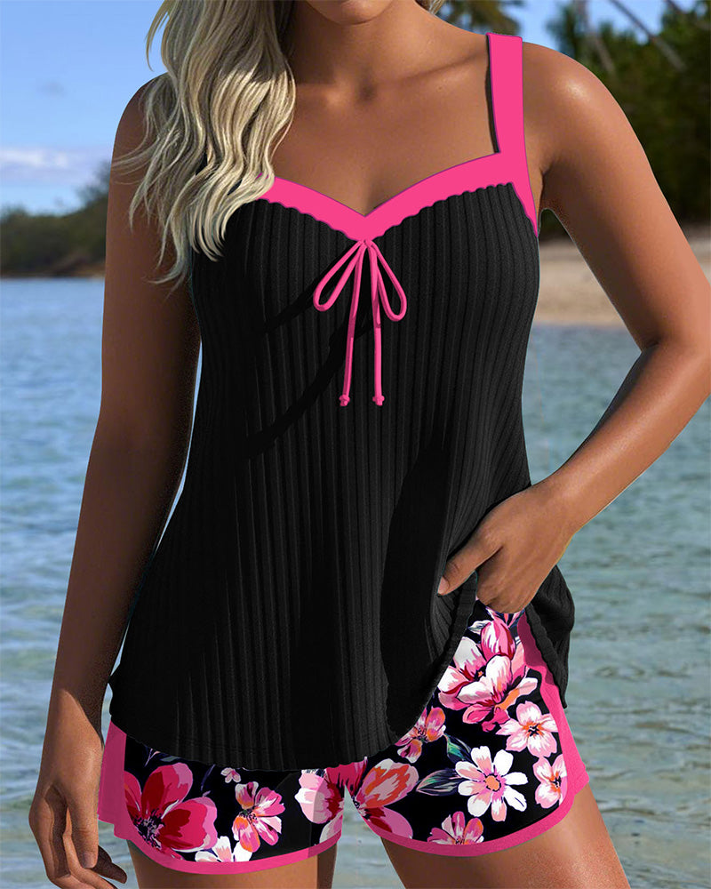 V-Hals Geprinte Sport Boxershorts Tankini