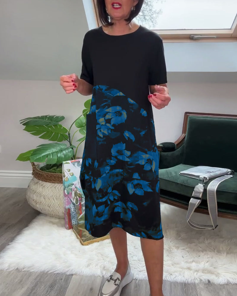 Van Delft Mode® | Patchworkjurk met Ronde Halslijn en Bloemenprint