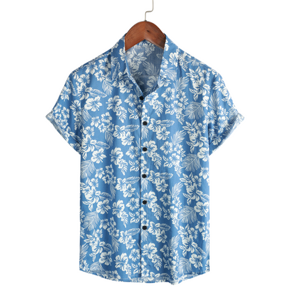 Van Delft Mode®| Hawaïblouse met korte mouwen en bloemenpatroon