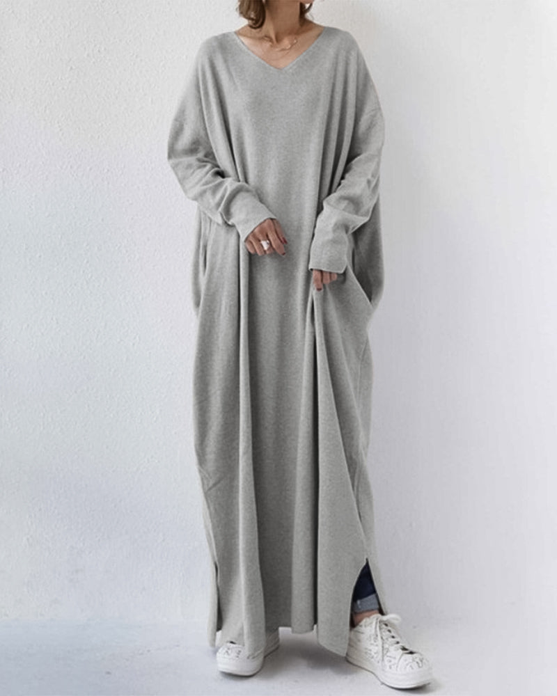 Van Delft Mode® | Modieuze Lange Mouwen V-hals Jurk