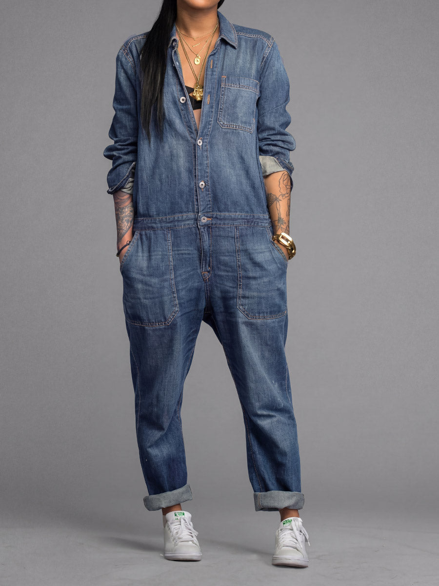 Van Delft Mode® | Dames-Denim-Overall met losse pasvorm