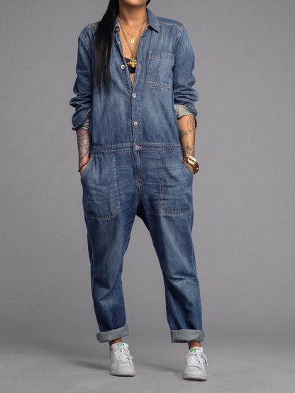 Van Delft Mode® | Dames-Denim-Overall met losse pasvorm
