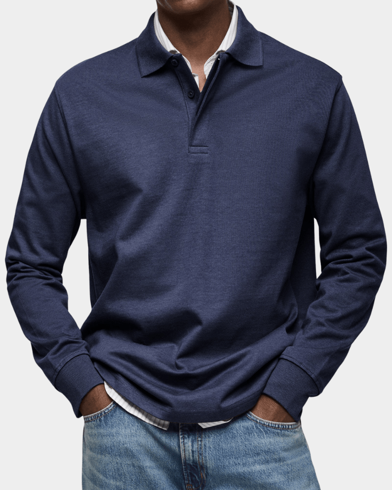 Van Delft Mode® | Comfortabele lente polo met lange mouw