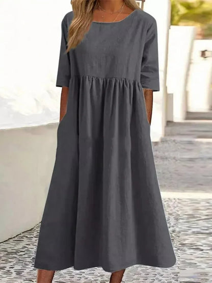 Van Delft Mode® | Elegante dames jurk met Ronde Hals