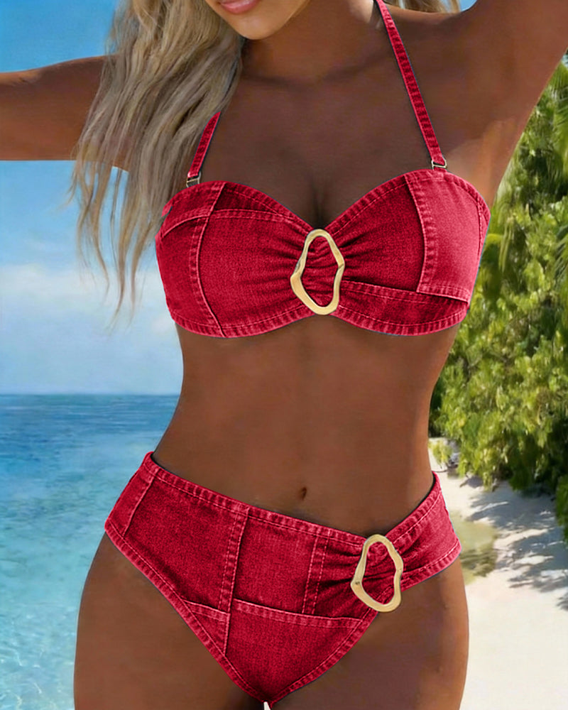 Metaal Gesp Halter Bikini