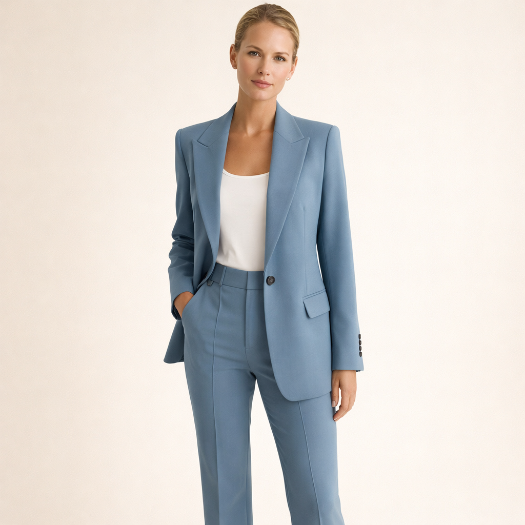 Vanessa | Elegante complete kostuumset met uitlopende broek