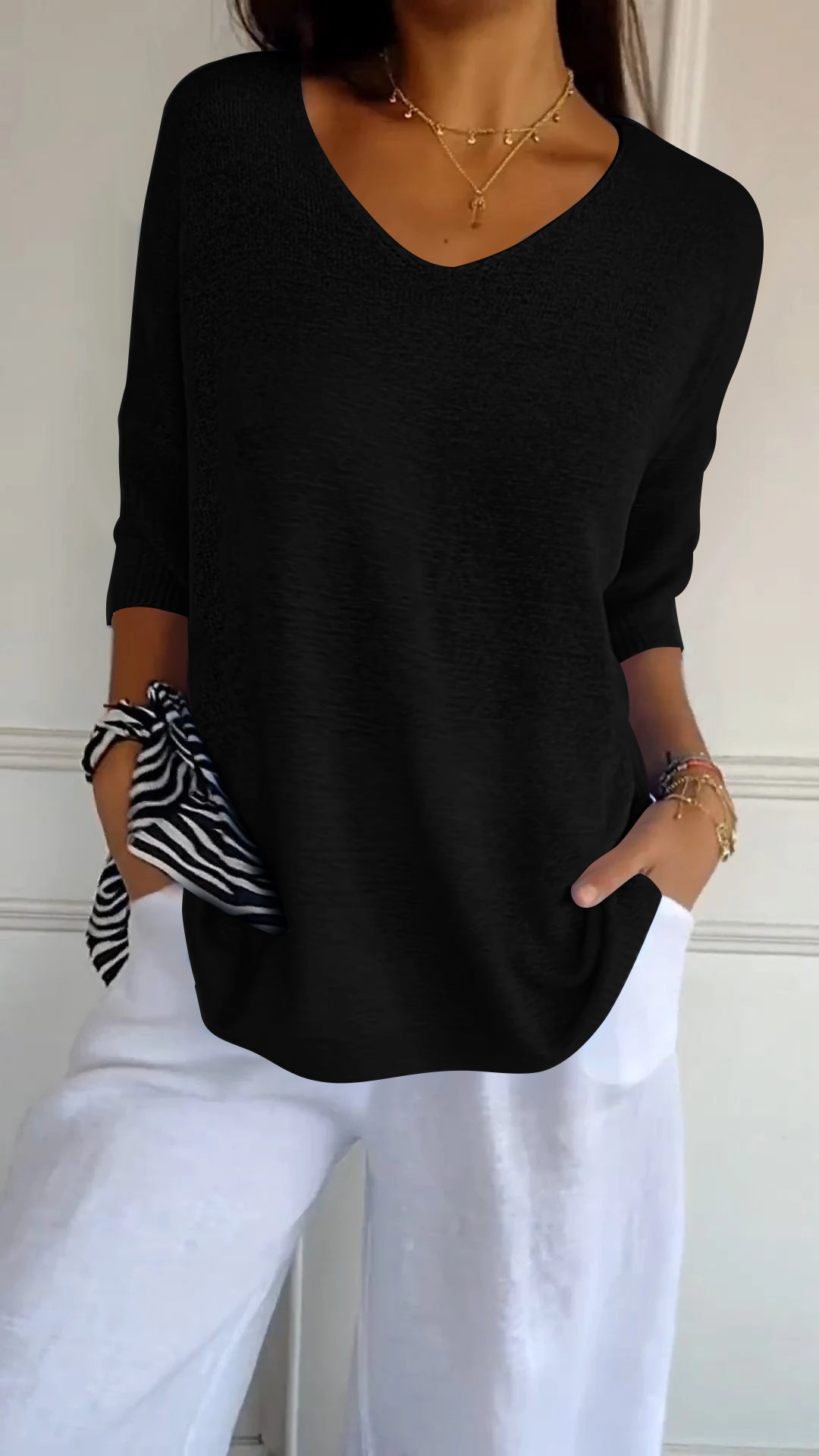 Van Delft Mode® | Gebreide top met V-hals