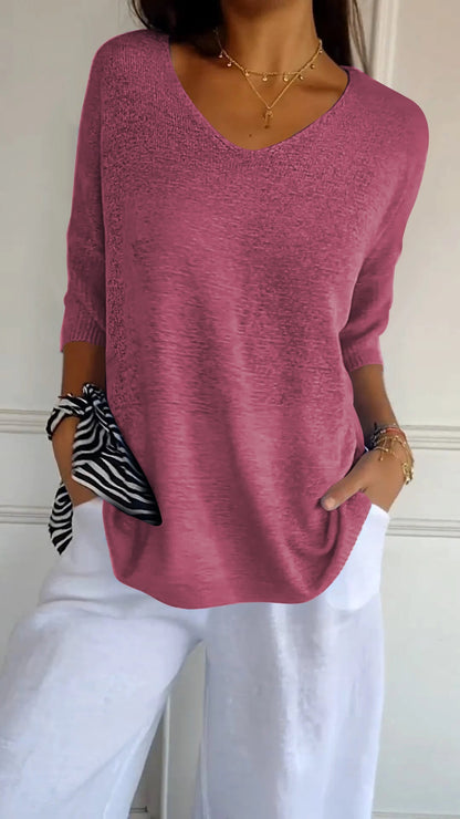 Van Delft Mode® | Gebreide top met V-hals