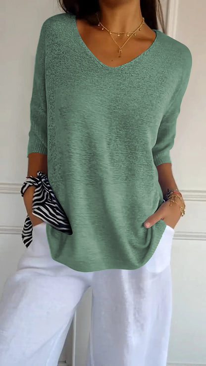 Van Delft Mode® | Gebreide top met V-hals