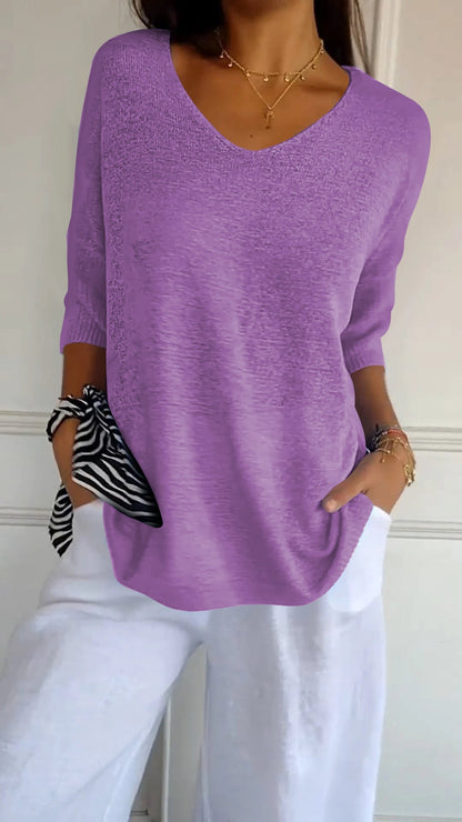 Van Delft Mode® | Gebreide top met V-hals