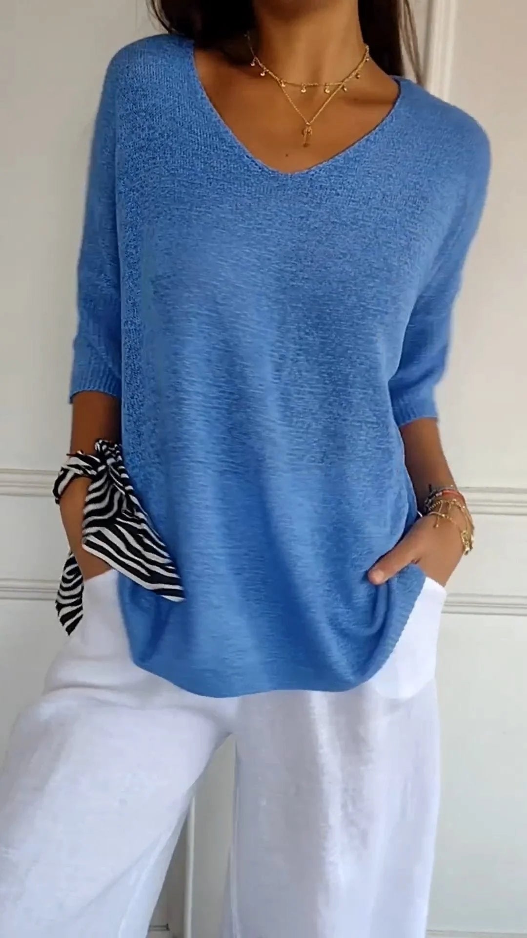 Van Delft Mode® | Gebreide top met V-hals
