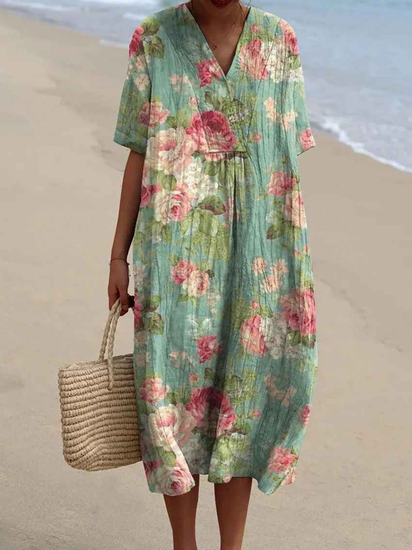 Van Delft Mode® | Zomerbries Bedrukt Jurk