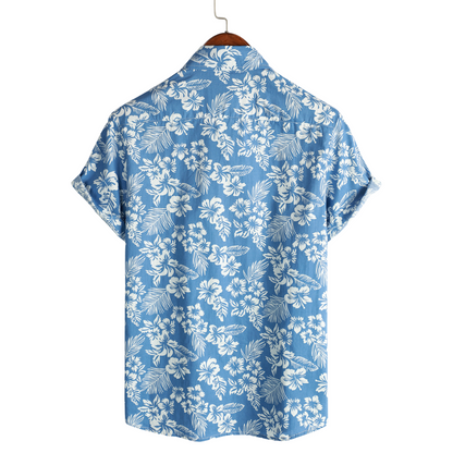 Van Delft Mode®| Hawaïblouse met korte mouwen en bloemenpatroon