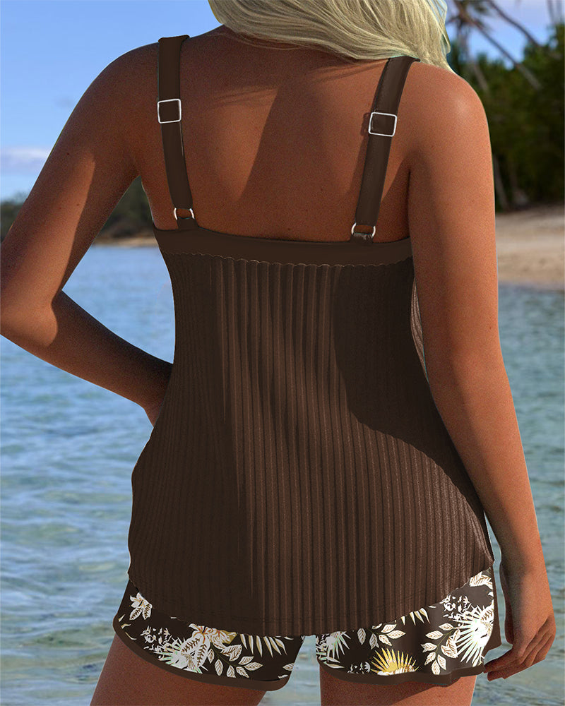 Gestreepte Twee-delige Strandshorts Tankini
