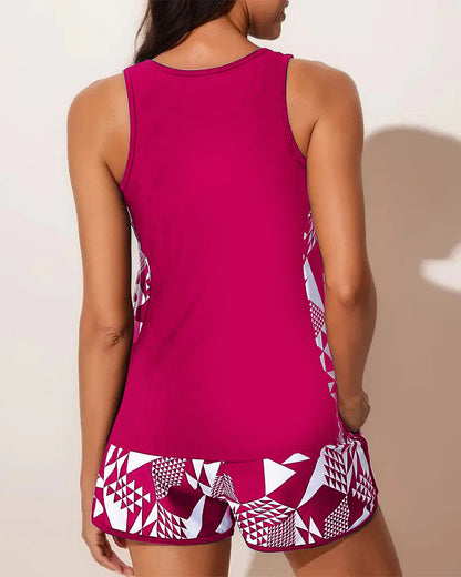 Tanktop Geometrische Print Tweedelige Badpak
