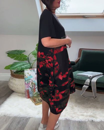Van Delft Mode® | Patchworkjurk met Ronde Halslijn en Bloemenprint