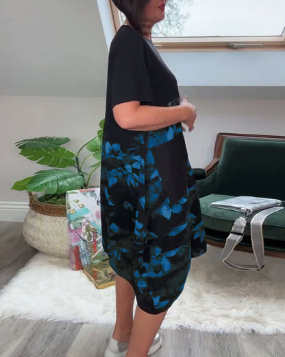 Van Delft Mode® | Patchworkjurk met Ronde Halslijn en Bloemenprint