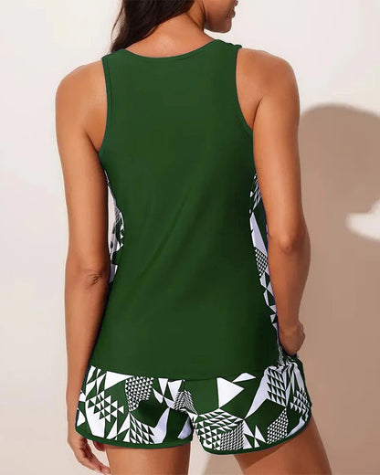 Tanktop Geometrische Print Tweedelige Badpak